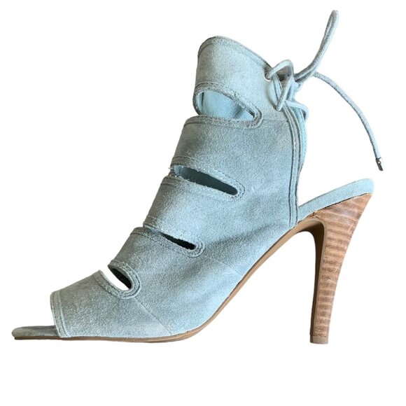 SEYCHELLES Baby Blue Suede "Play Along" Gladiator Stiletto Heels Size 8 - Picture 2 of 8